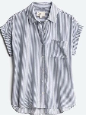 Cosmic Blue Love Ava Button Down Top, Large